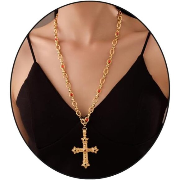 Hypoallergenic Gold Tone Cross Necklace - Faith Jewelry for Every Occasion - Picture 1 of 6
